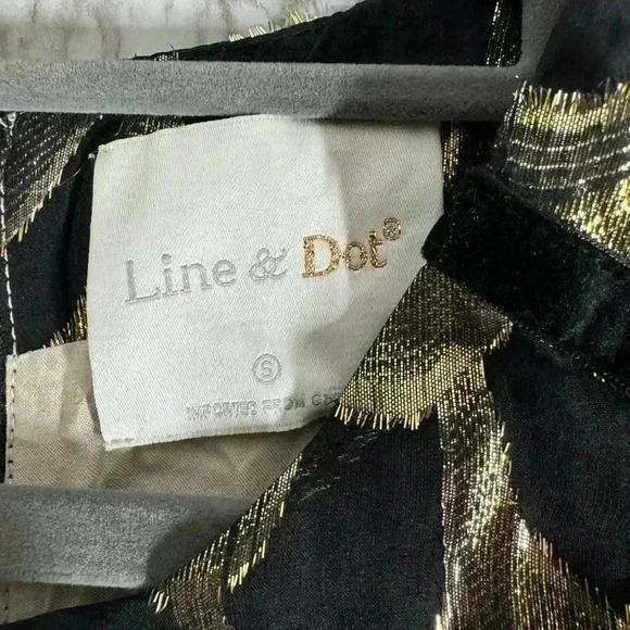 Line & Dot Black & Gold Velvet Binding Rulex Dress Size S - Picture 5 of 6